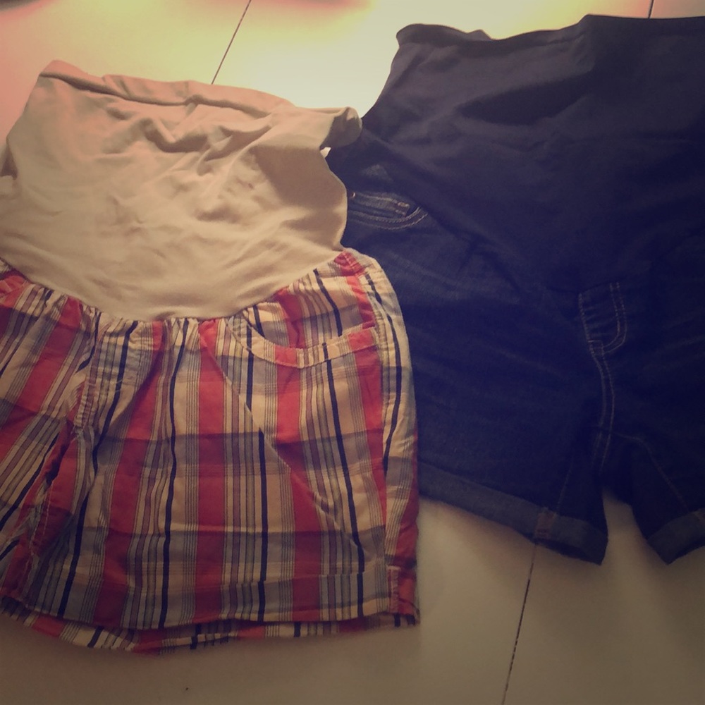 Two pair of maternity shorts.